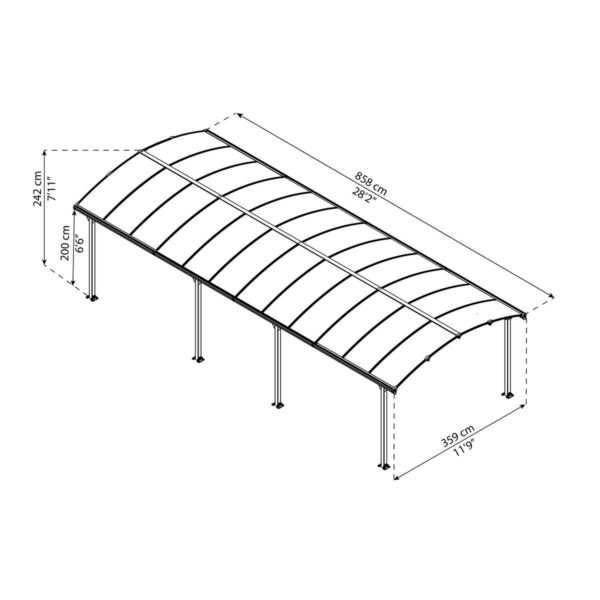 Carport en aluminium ARCADIA 8500 26,4 mètres carré gris – Image 3