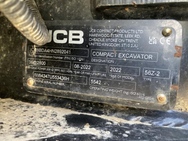 MINI PELLE JCB 56Z-2 – CABINE – Image 10