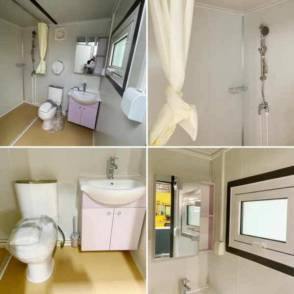 Toilettes portatives avec rideau de douche – Image 4