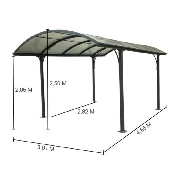 Carport 1 voiture 14,62m² en aluminium et polycarbonate 6mm – Image 11