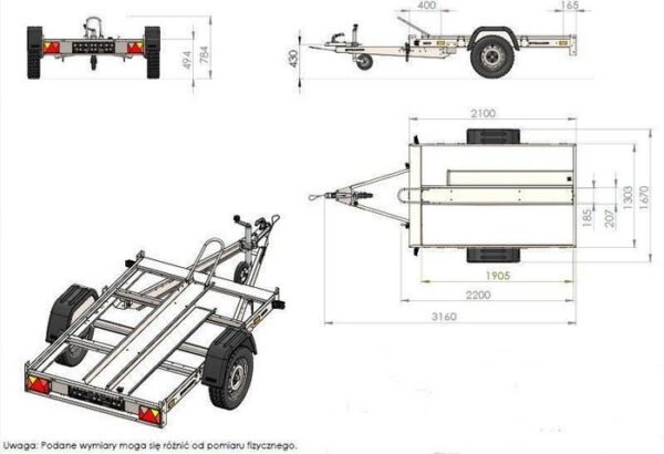 Remorque moto 1 rail unitraler sans plancher – Image 4