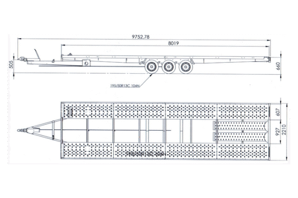 Remorque porte voiture à trois essieux 800X230 UNIPLAT – Image 2